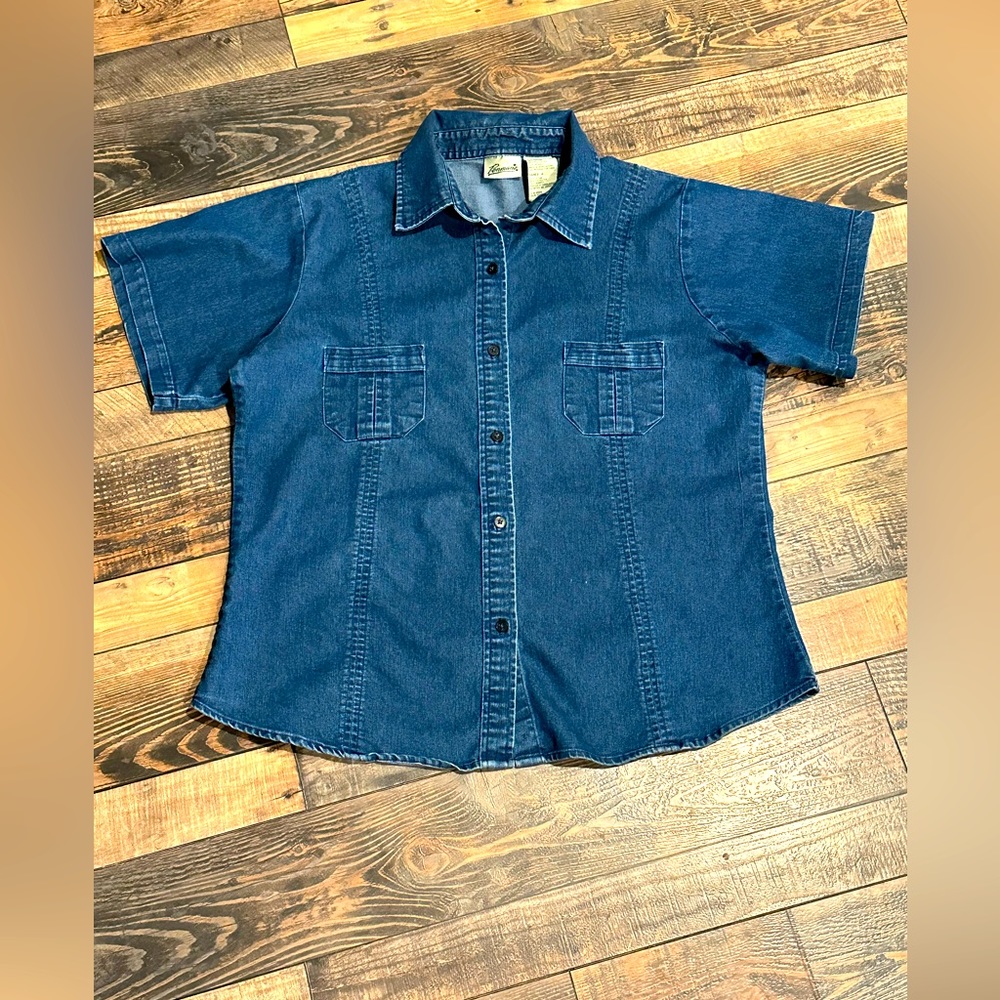 Penmans Ladies‎ Vintage Denim Short Sleeve Button Up Size Large
